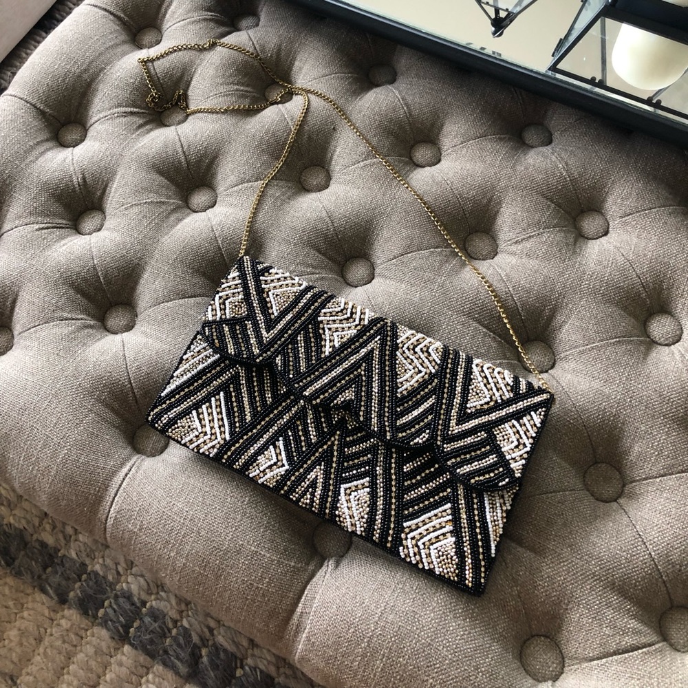 Black, gold & silver  sequined/bedded clutch
